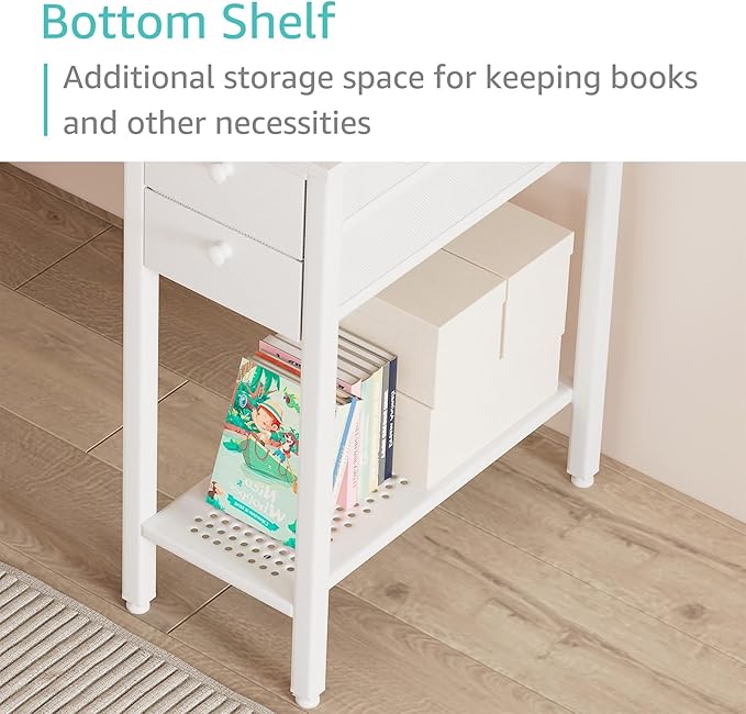 White Small Desk with Drawers - 40 Inch Computer Desk for Small Space Home Office, Modern Simple Study Writing Table PC Desks